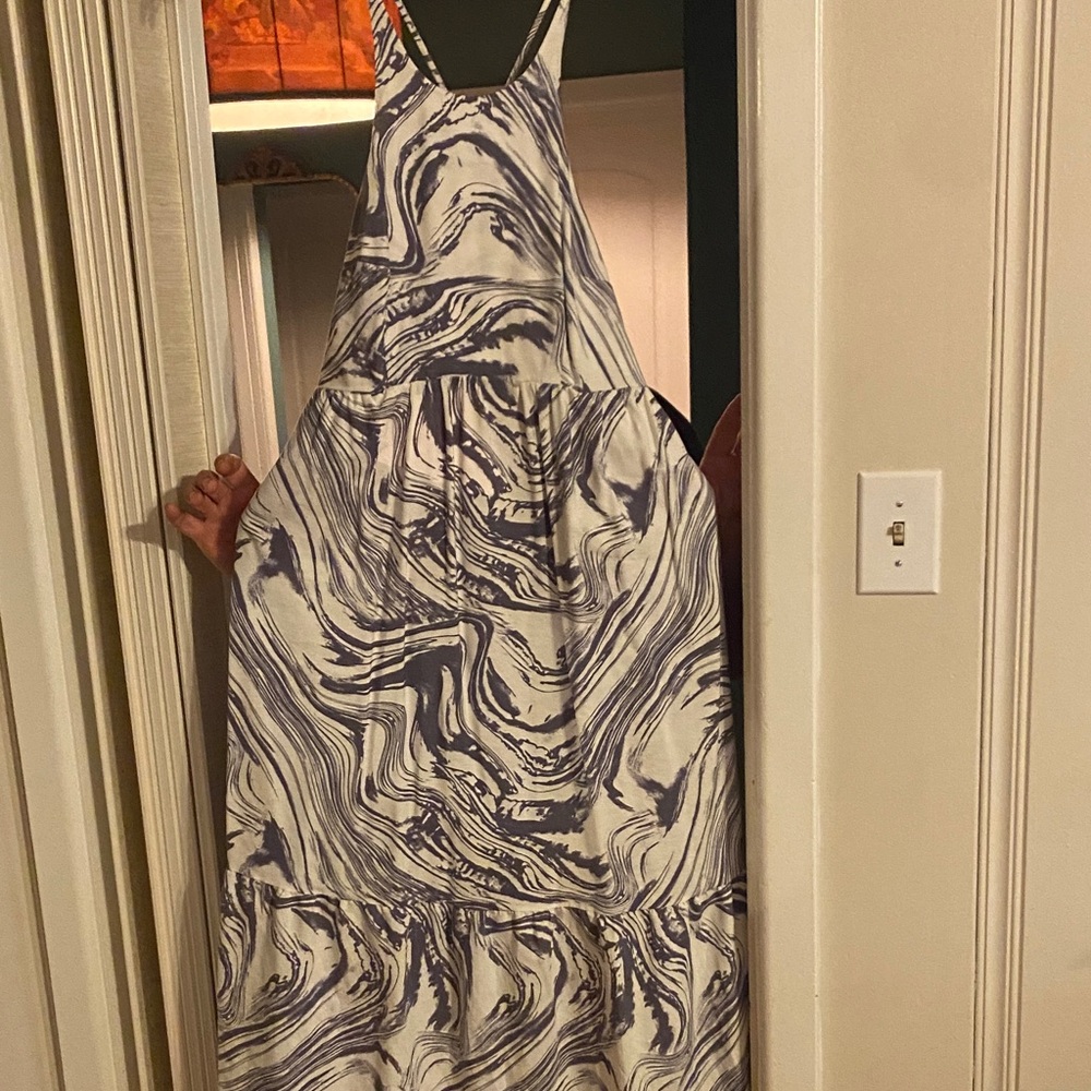 A New Day Blue and White Swirl Maxi Dress